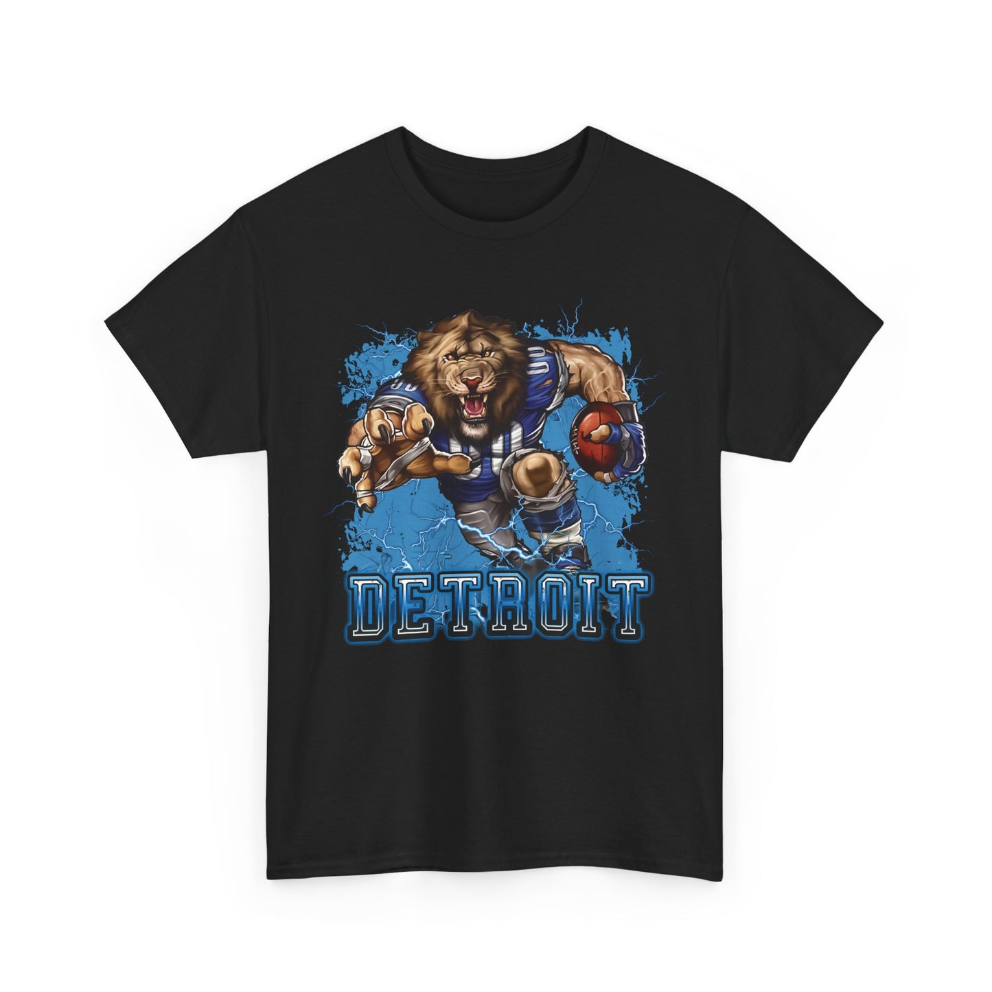 Detroit Football Mascot T-Shirt – Fun Cartoon Lion Fan Tee for Game Day