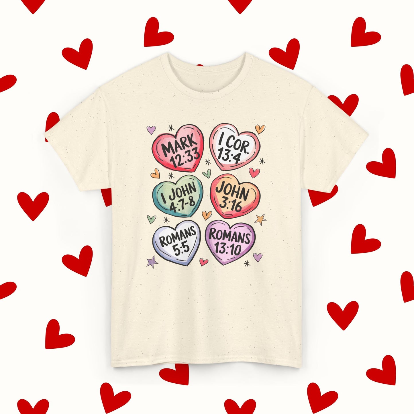 Sweet Scripture Hearts T-Shirt – Christian Valentine’s Day Tee