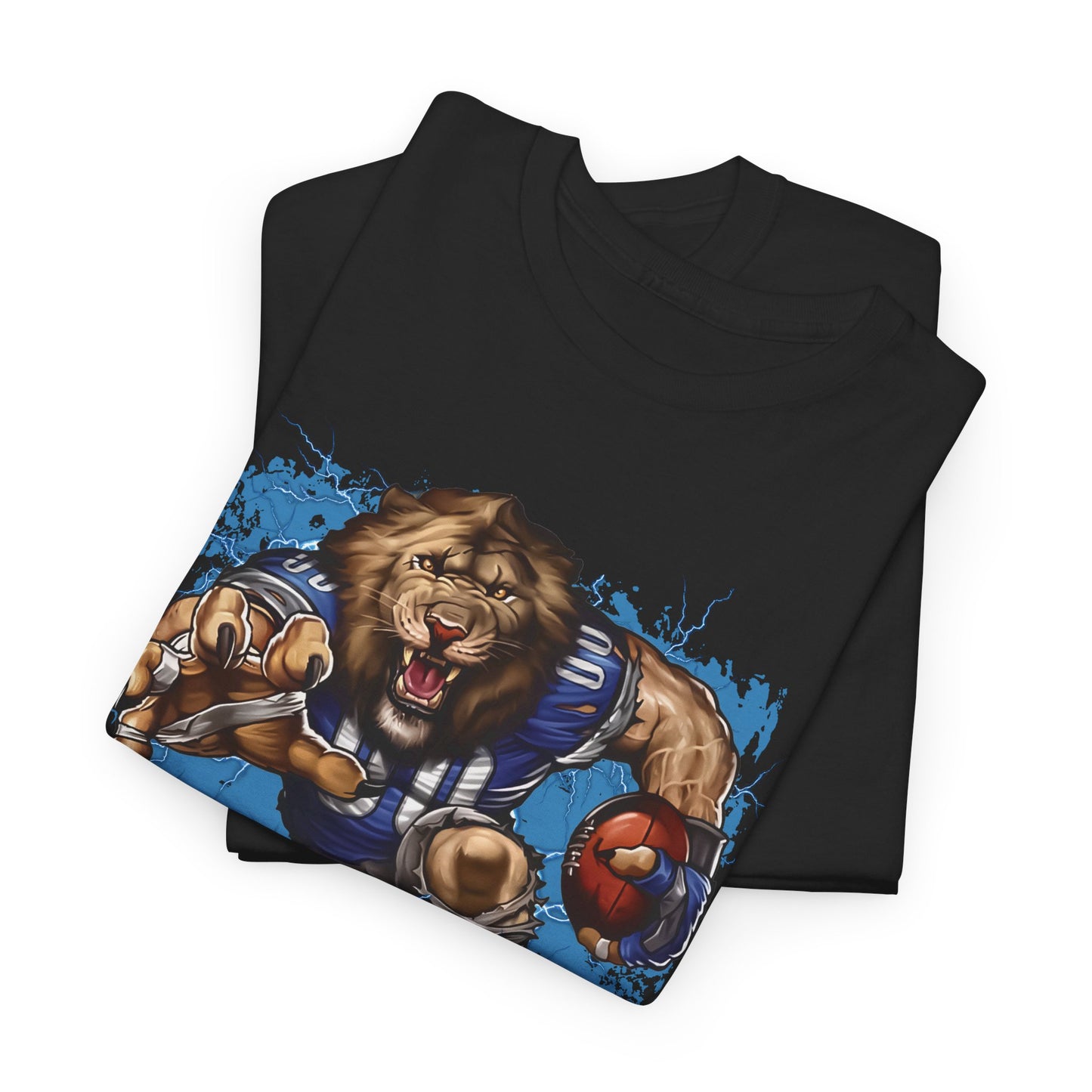 Detroit Football Mascot T-Shirt – Fun Cartoon Lion Fan Tee for Game Day