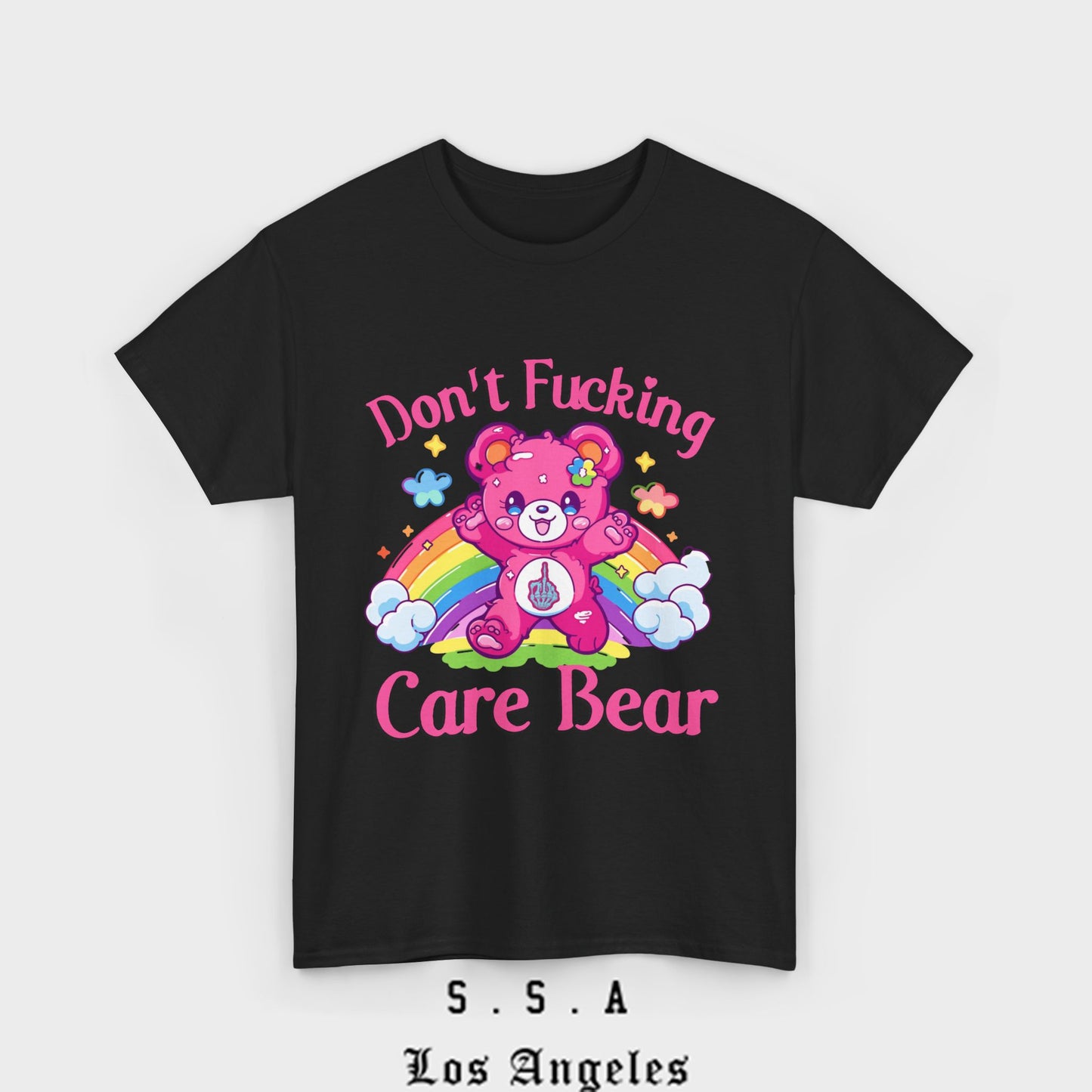 Don’t F***ing Care Bear T-Shirt – Funny Rainbow Graphic Tee