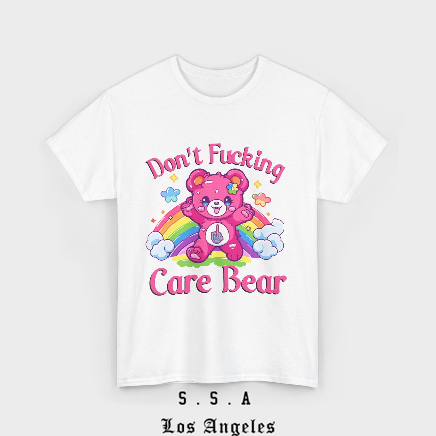 Don’t F***ing Care Bear T-Shirt – Funny Rainbow Graphic Tee