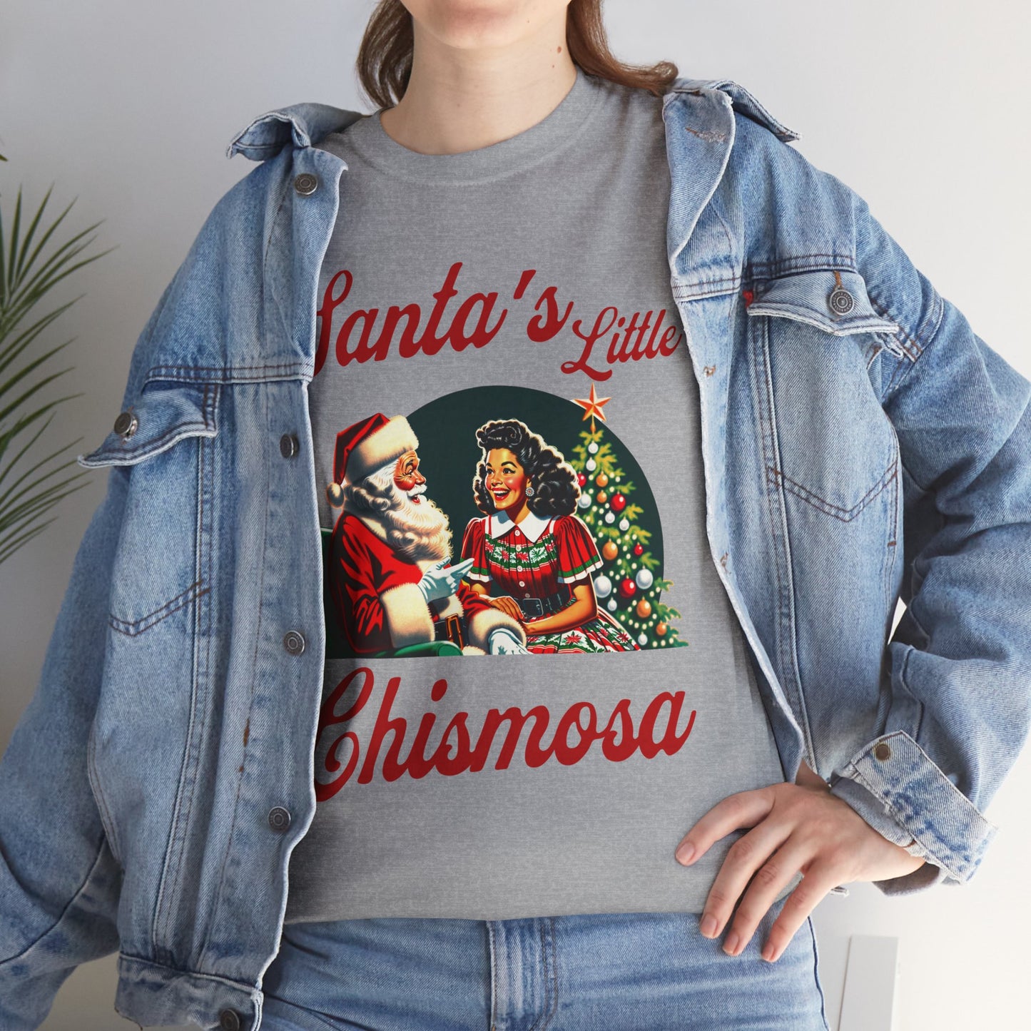 Santa's Little Chismosa T-Shirt - Funny Holiday Tee for Gossip Lovers | Camiseta Navideña Chistosa