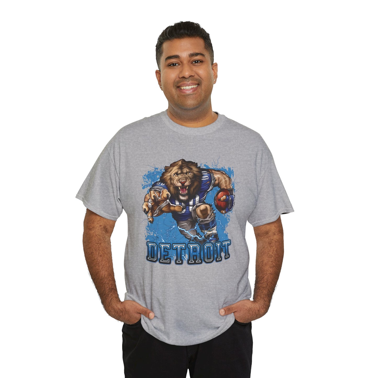 Detroit Football Mascot T-Shirt – Fun Cartoon Lion Fan Tee for Game Day