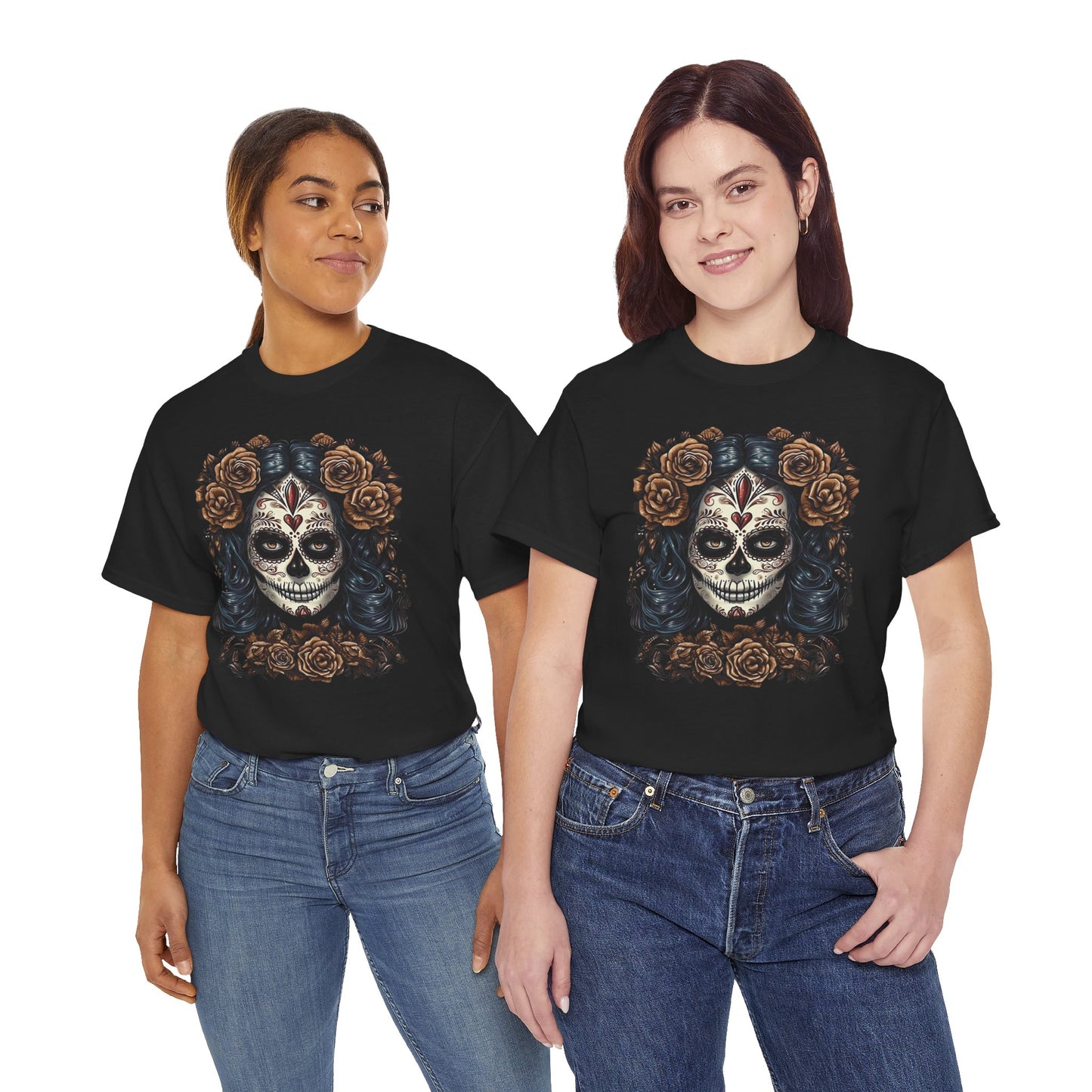 Catrina Día de los Muertos Shirt Skeleton Brown Flowers Day of the Dead Sugar Skull Women Unisex T Shirt