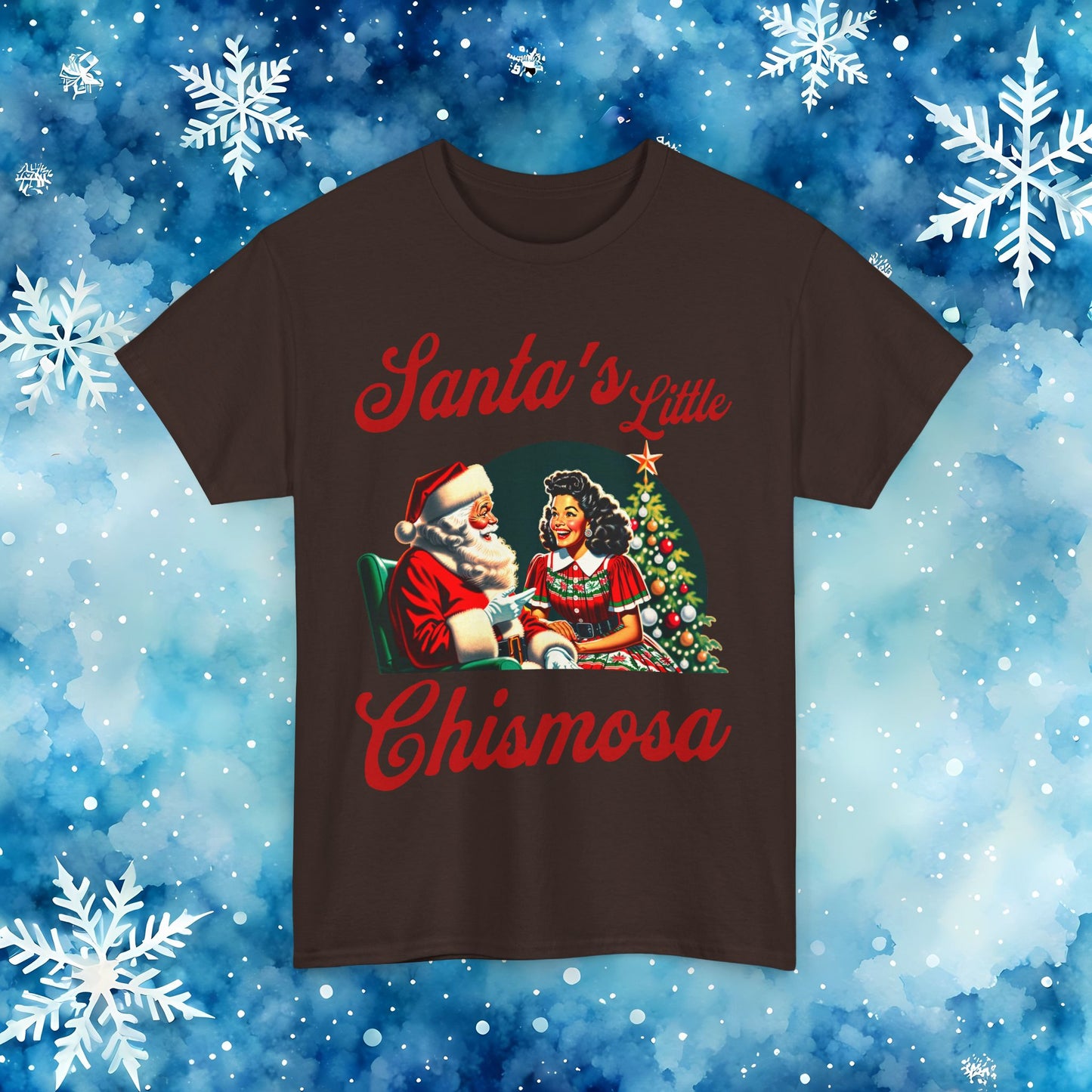 Santa's Little Chismosa T-Shirt - Funny Holiday Tee for Gossip Lovers | Camiseta Navideña Chistosa