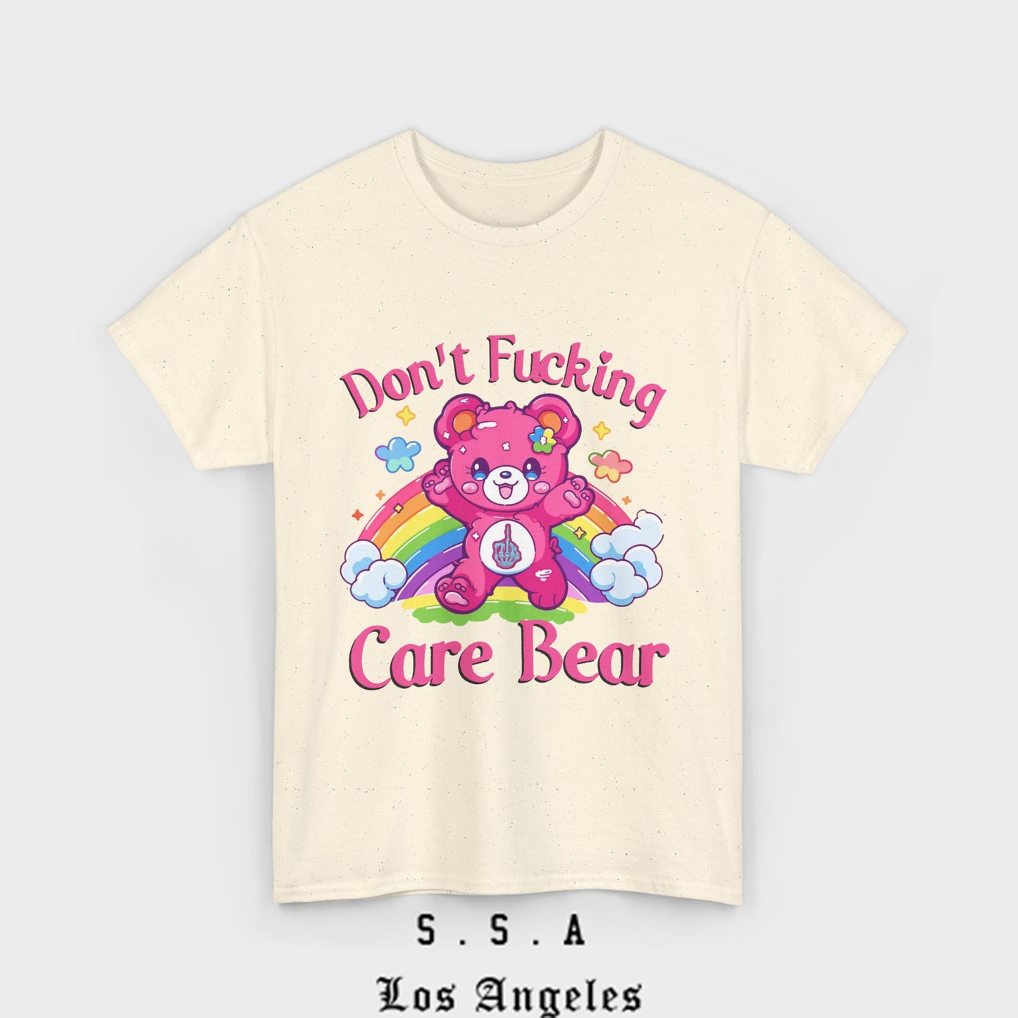 Don’t F***ing Care Bear T-Shirt – Funny Rainbow Graphic Tee