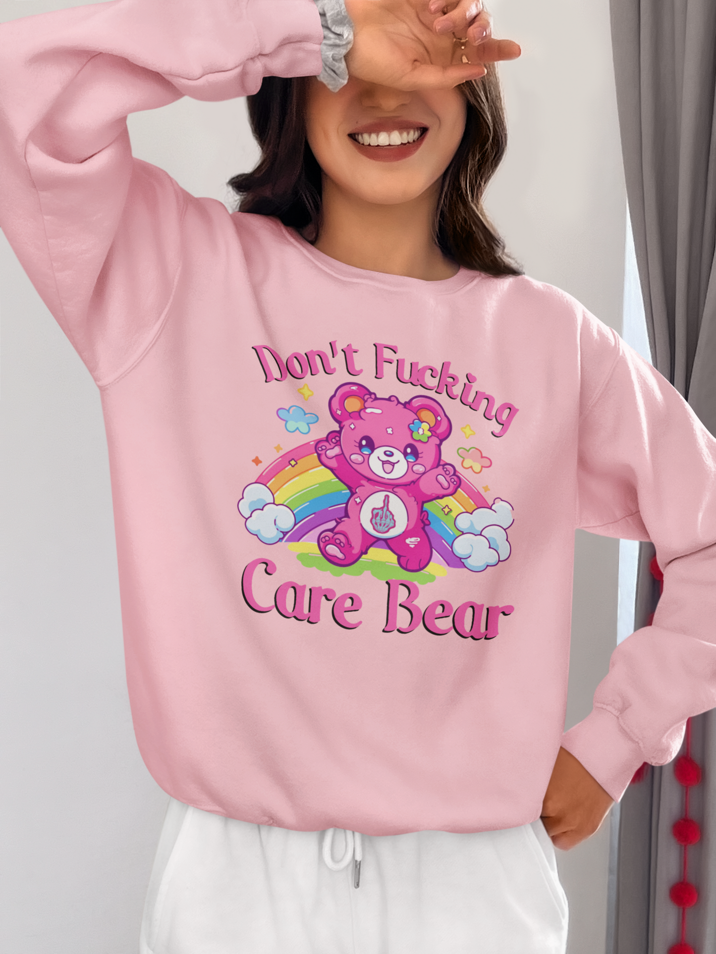 Don’t F***ing Care Bear Sweatshirt – Funny Rainbow Sweater