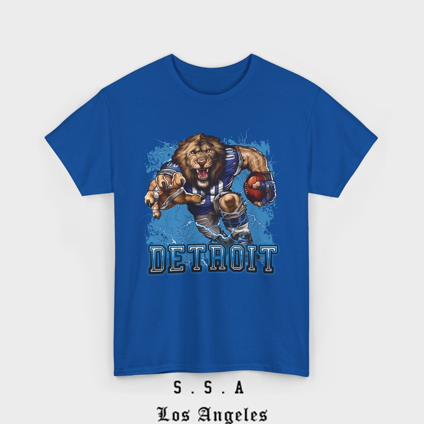 Detroit Football Mascot T-Shirt – Fun Cartoon Lion Fan Tee for Game Day