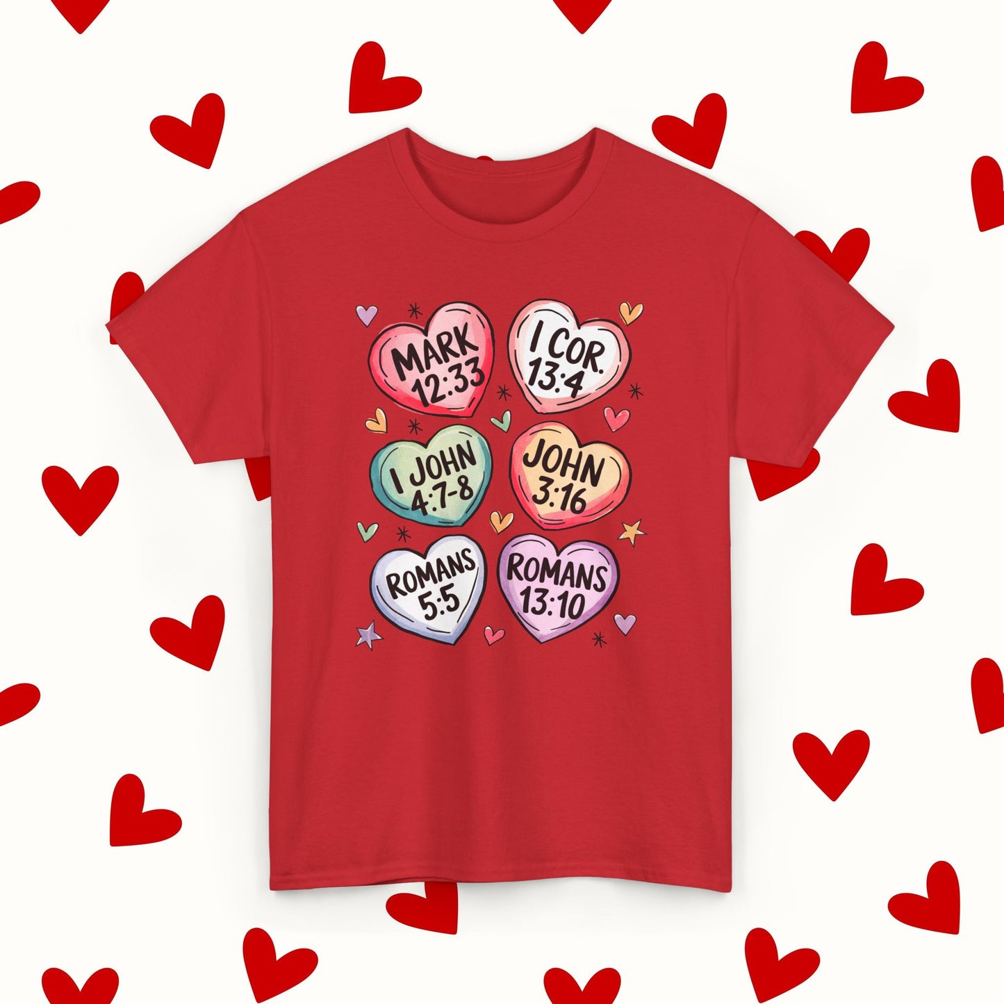 Sweet Scripture Hearts T-Shirt – Christian Valentine’s Day Tee