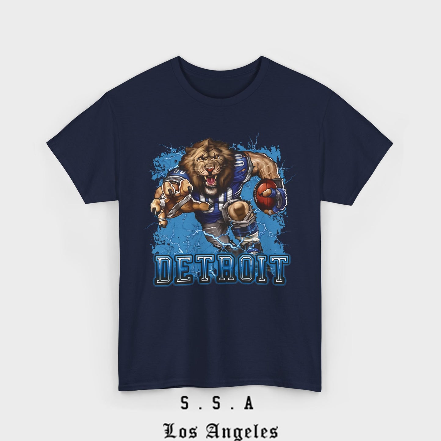 Detroit Football Mascot T-Shirt – Fun Cartoon Lion Fan Tee for Game Day