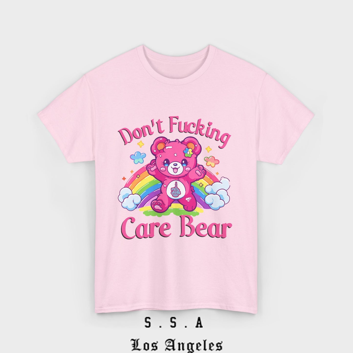 Don’t F***ing Care Bear T-Shirt – Funny Rainbow Graphic Tee