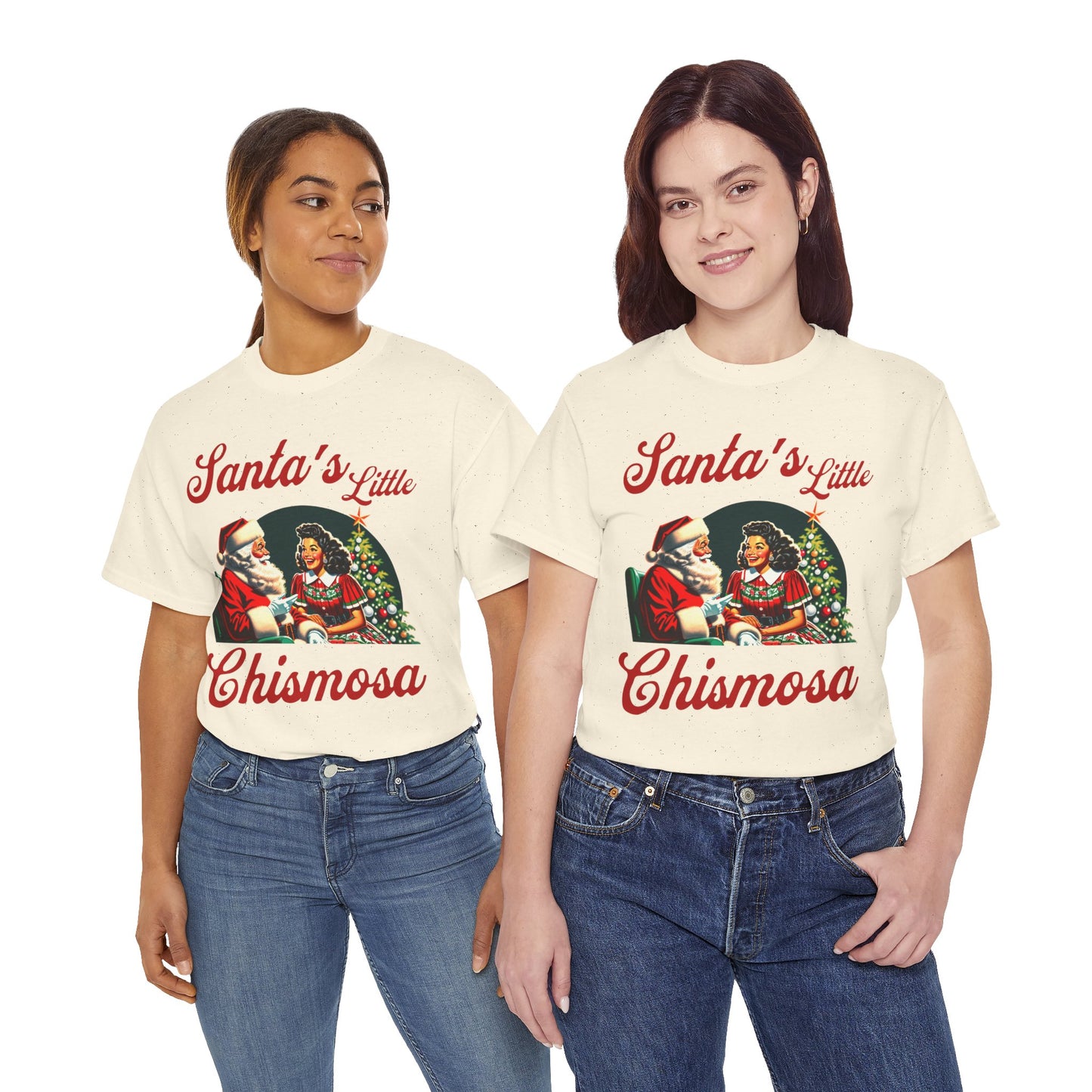 Santa's Little Chismosa T-Shirt - Funny Holiday Tee for Gossip Lovers | Camiseta Navideña Chistosa