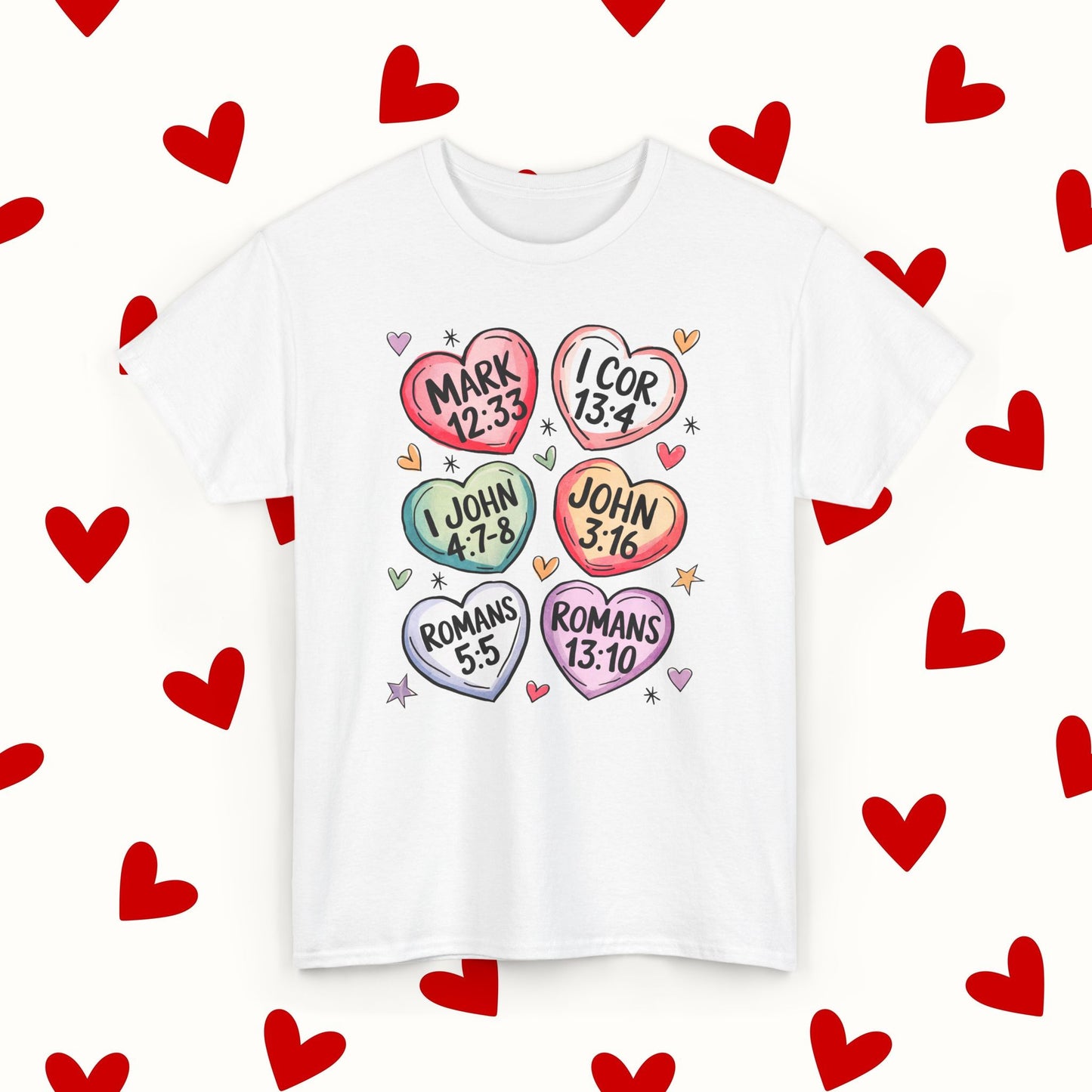 Sweet Scripture Hearts T-Shirt – Christian Valentine’s Day Tee