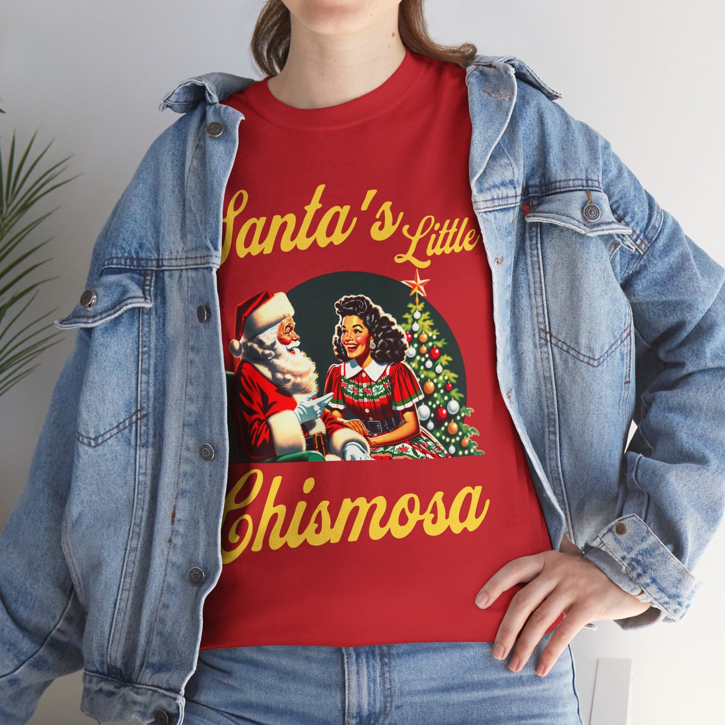 Santa's Little Chismosa T-Shirt - Funny Holiday Tee for Gossip Lovers | Camiseta Navideña Chistosa