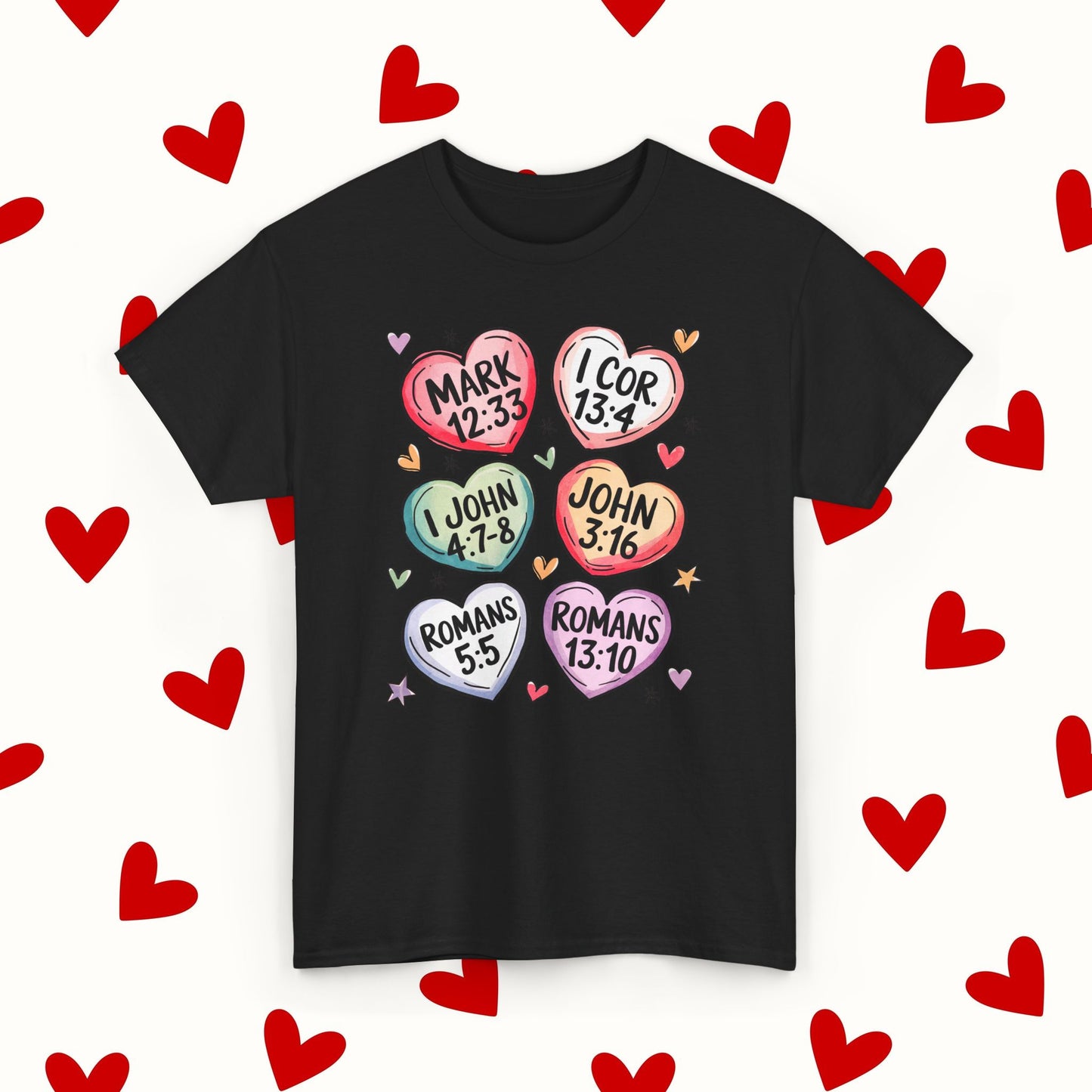 Sweet Scripture Hearts T-Shirt – Christian Valentine’s Day Tee