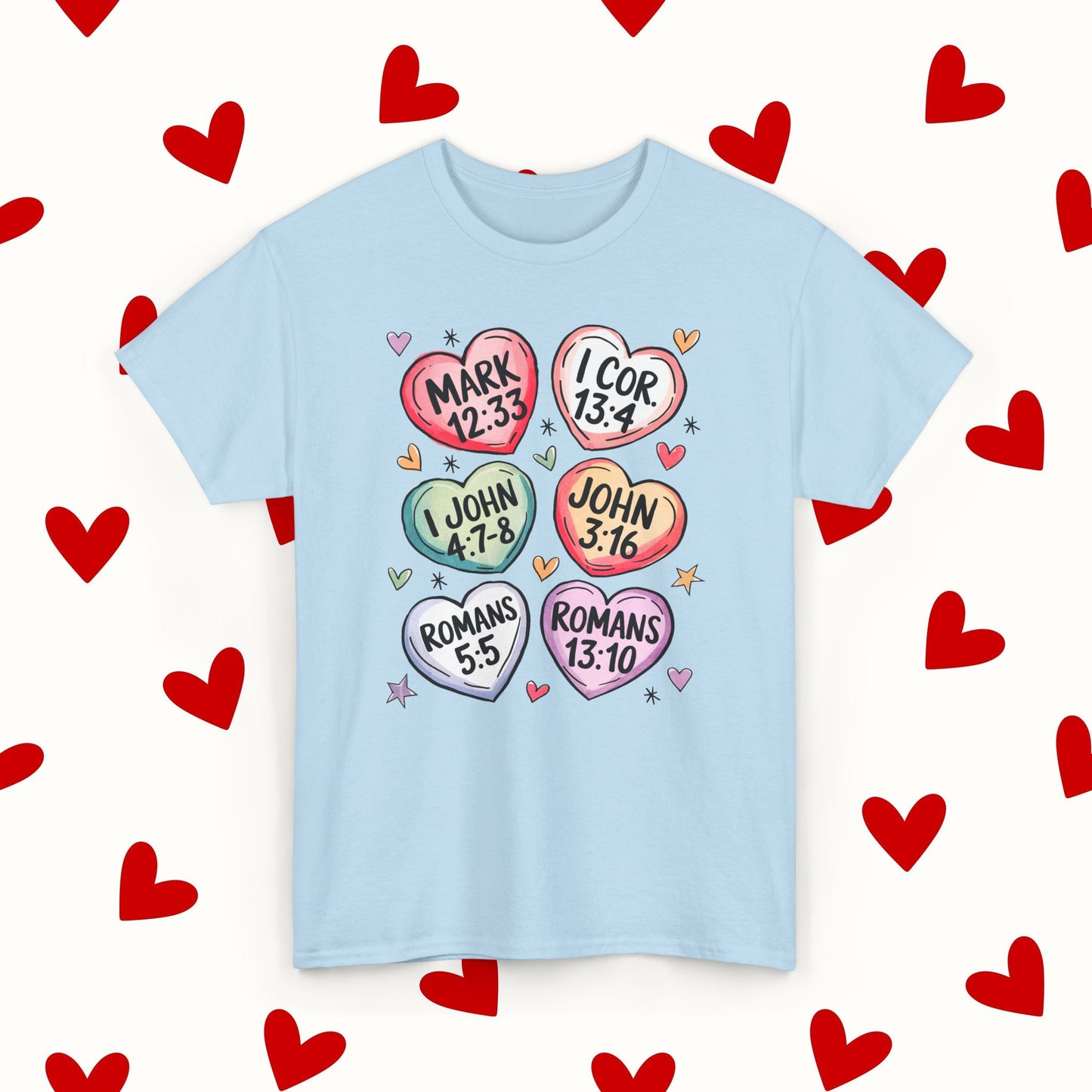 Sweet Scripture Hearts T-Shirt – Christian Valentine’s Day Tee