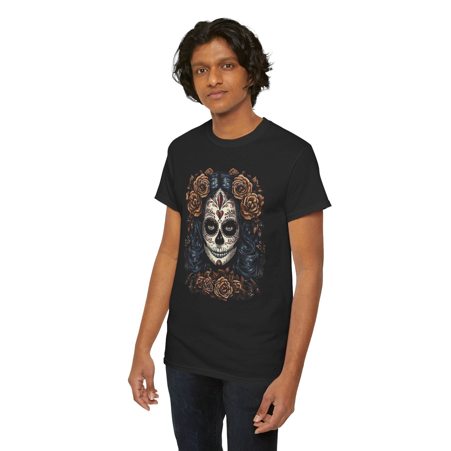 Catrina Día de los Muertos Shirt Skeleton Brown Flowers Day of the Dead Sugar Skull Women Unisex T Shirt