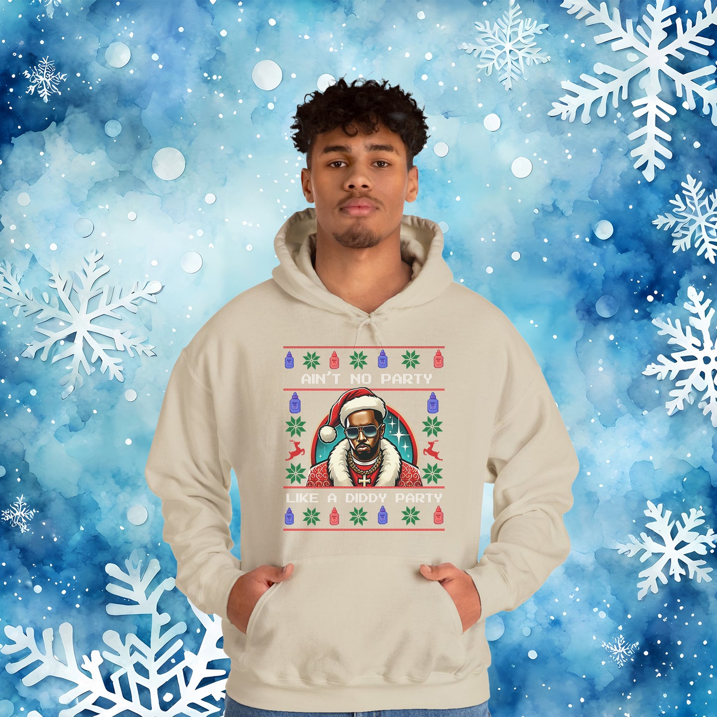 Ain’t No Party Like a Diddy Party Ugly Christmas Hoodie – Funny Holiday Hip-Hop Meme Hooded Sweatshirt