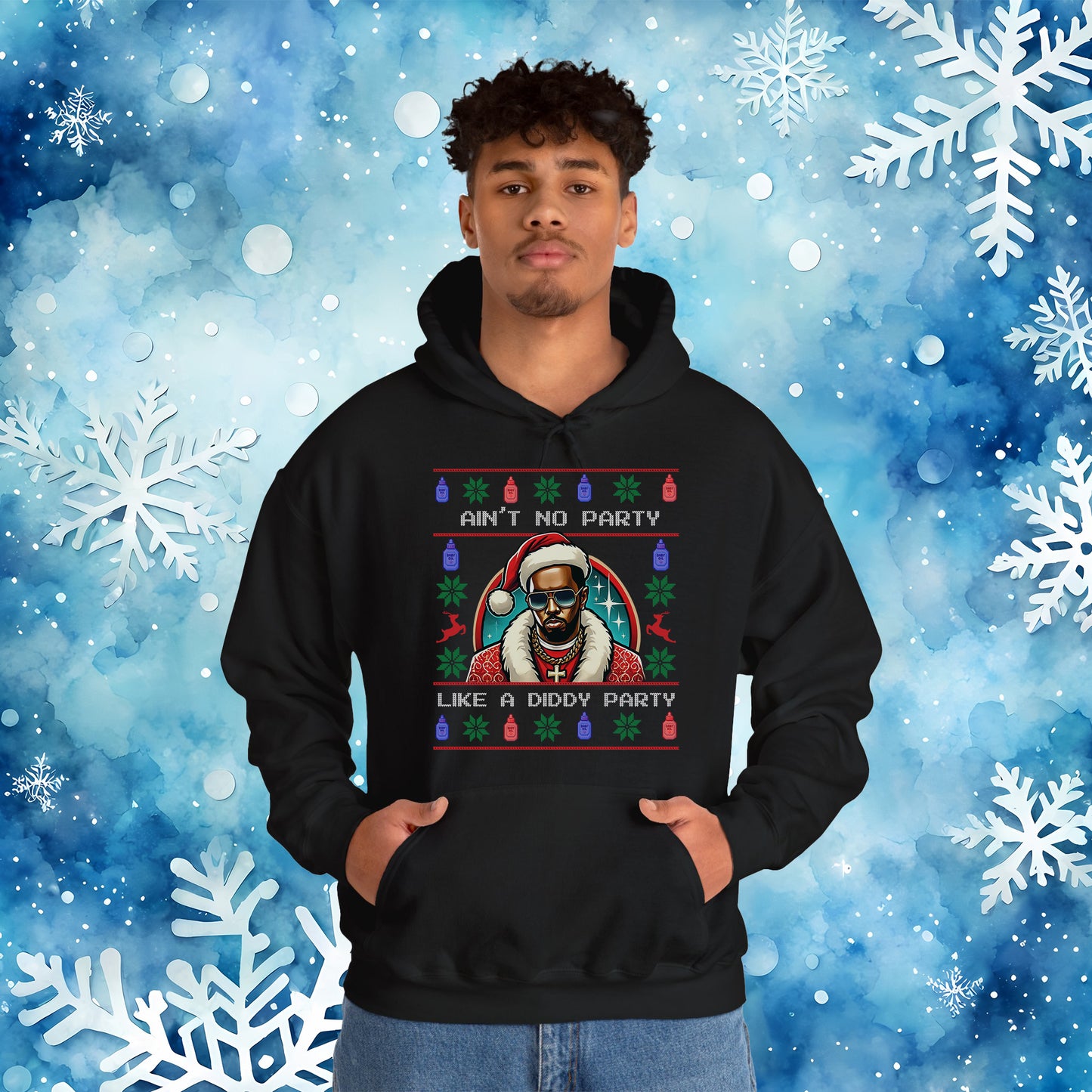 Ain’t No Party Like a Diddy Party Ugly Christmas Hoodie – Funny Holiday Hip-Hop Meme Hooded Sweatshirt