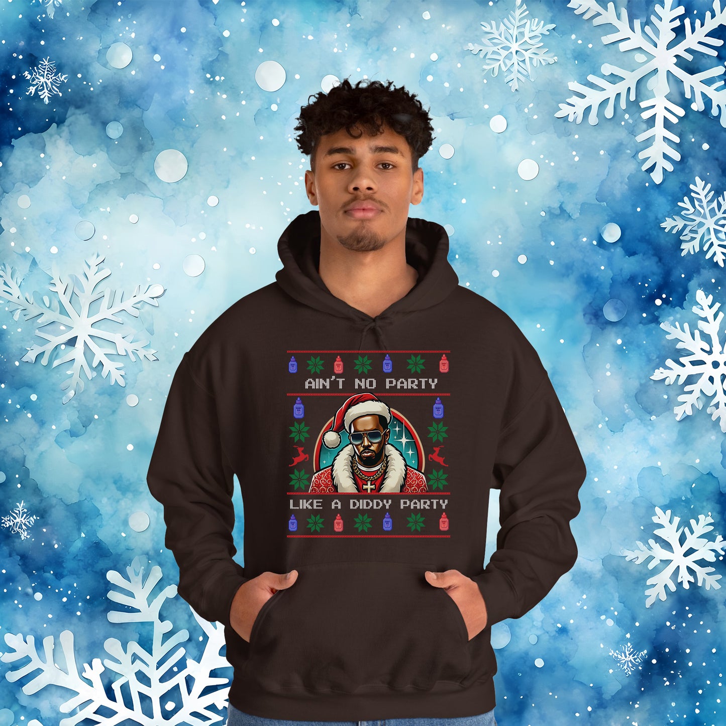 Ain’t No Party Like a Diddy Party Ugly Christmas Hoodie – Funny Holiday Hip-Hop Meme Hooded Sweatshirt