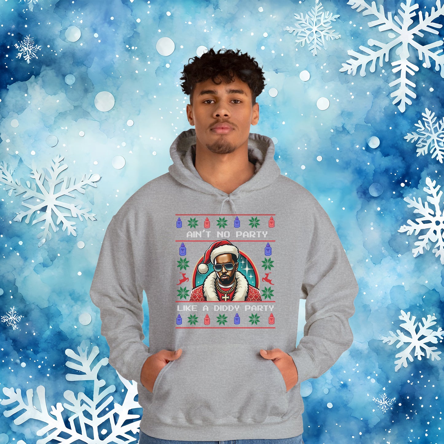 Ain’t No Party Like a Diddy Party Ugly Christmas Hoodie – Funny Holiday Hip-Hop Meme Hooded Sweatshirt