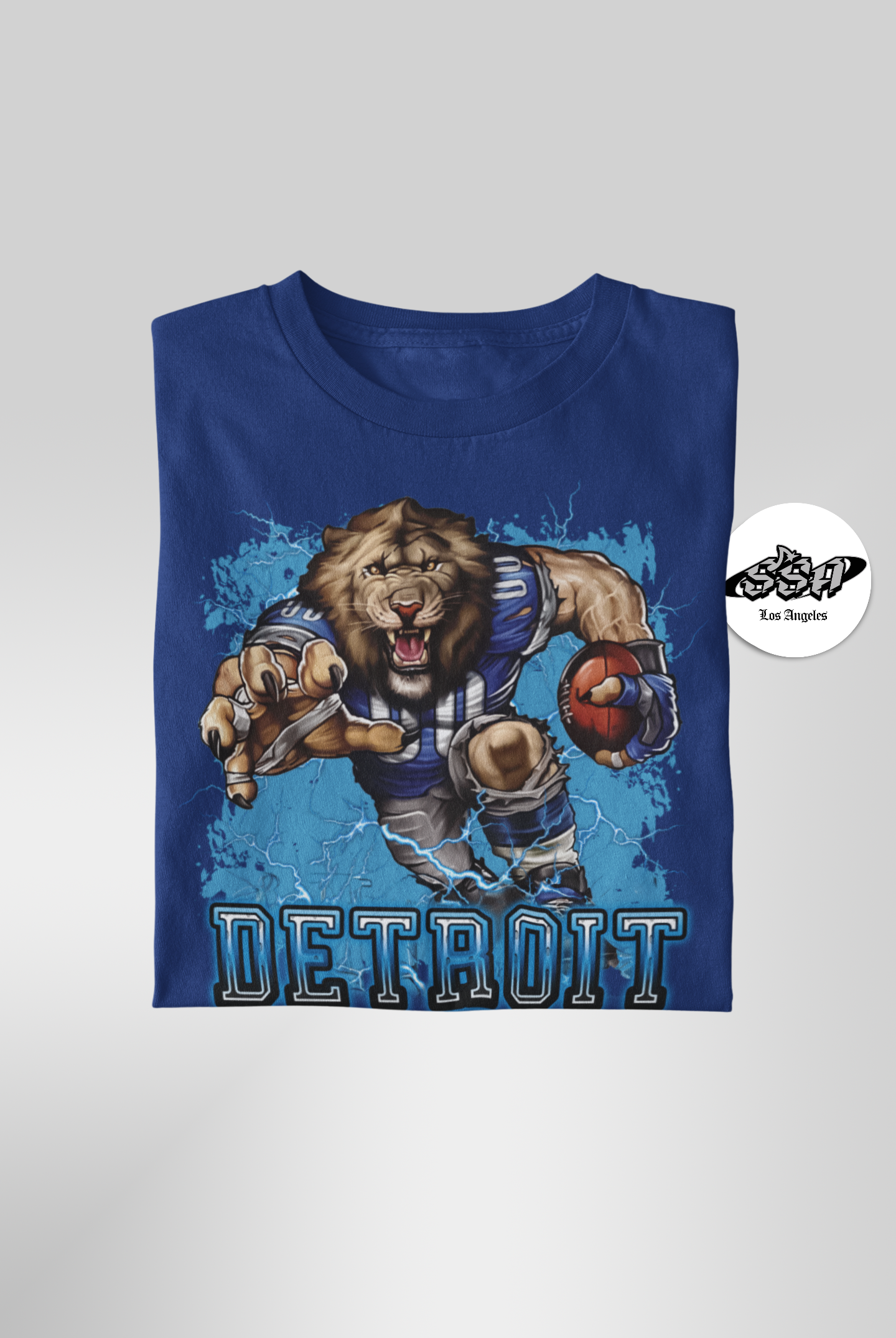 Detroit Football Mascot T-Shirt – Fun Cartoon Lion Fan Tee for Game Day