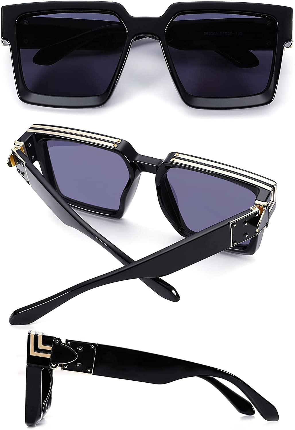 New Retro Box Millionaire Large Frame Anti Radiation Sunglasses