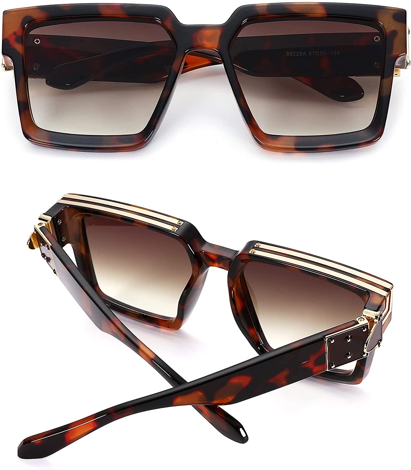 big rectangle millionaire sunglasses men high quality brand